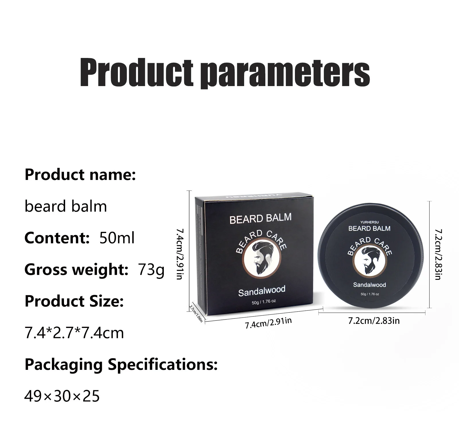 YURHERSU Sandalwood Beard Balm for Moisturizing, Conditioning & Styling - 50g 2 sandalwood beard balm spu806721079635 desc 2