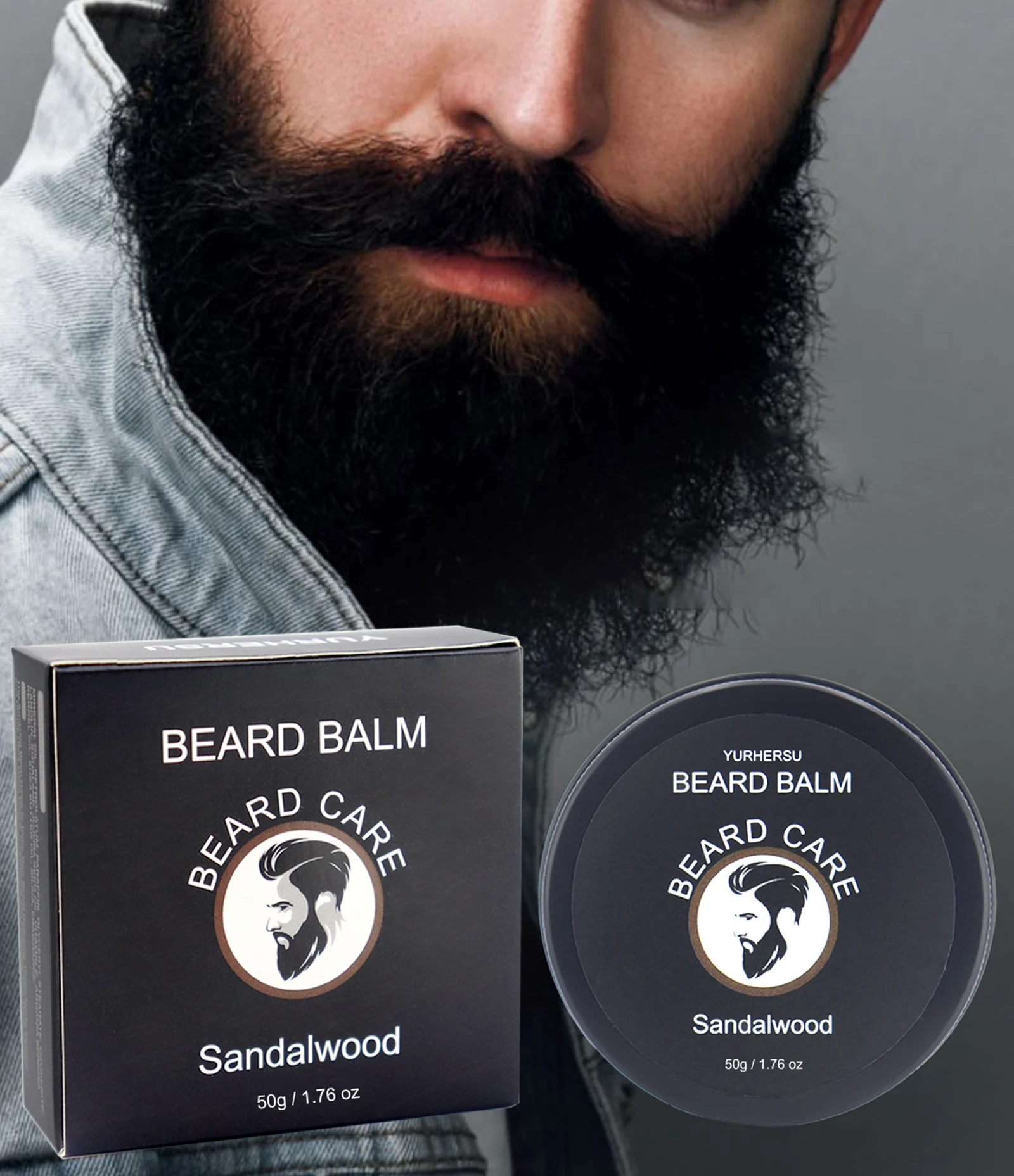 YURHERSU Sandalwood Beard Balm for Moisturizing, Conditioning & Styling - 50g 3 sandalwood beard balm spu806721079635 desc 3