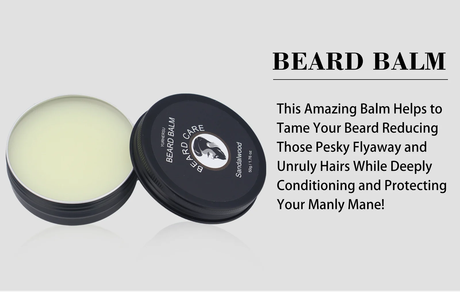 YURHERSU Sandalwood Beard Balm for Moisturizing, Conditioning & Styling - 50g 4 sandalwood beard balm spu806721079635 desc 4