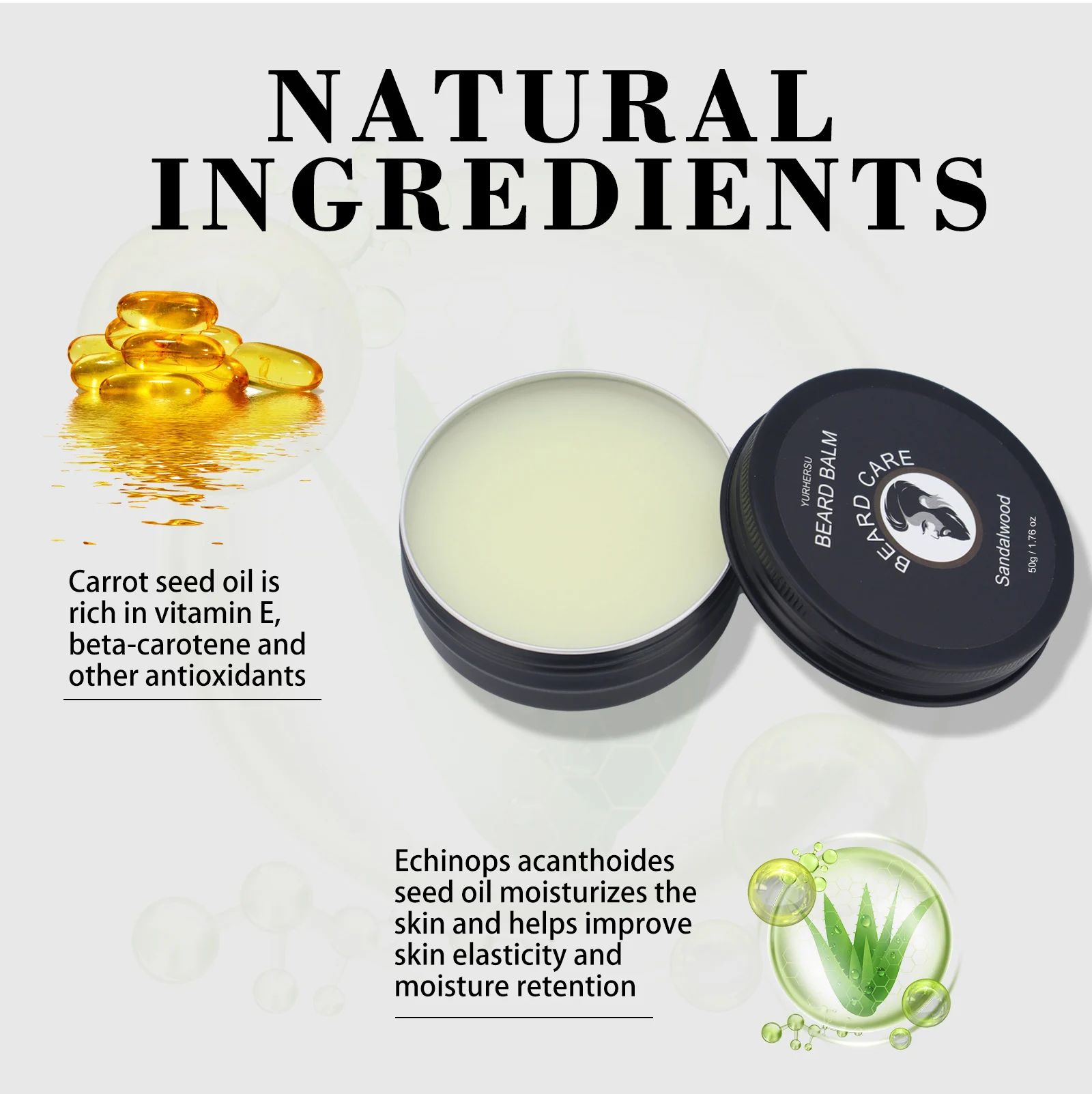 YURHERSU Sandalwood Beard Balm for Moisturizing, Conditioning & Styling - 50g 8 sandalwood beard balm spu806721079635 desc 8