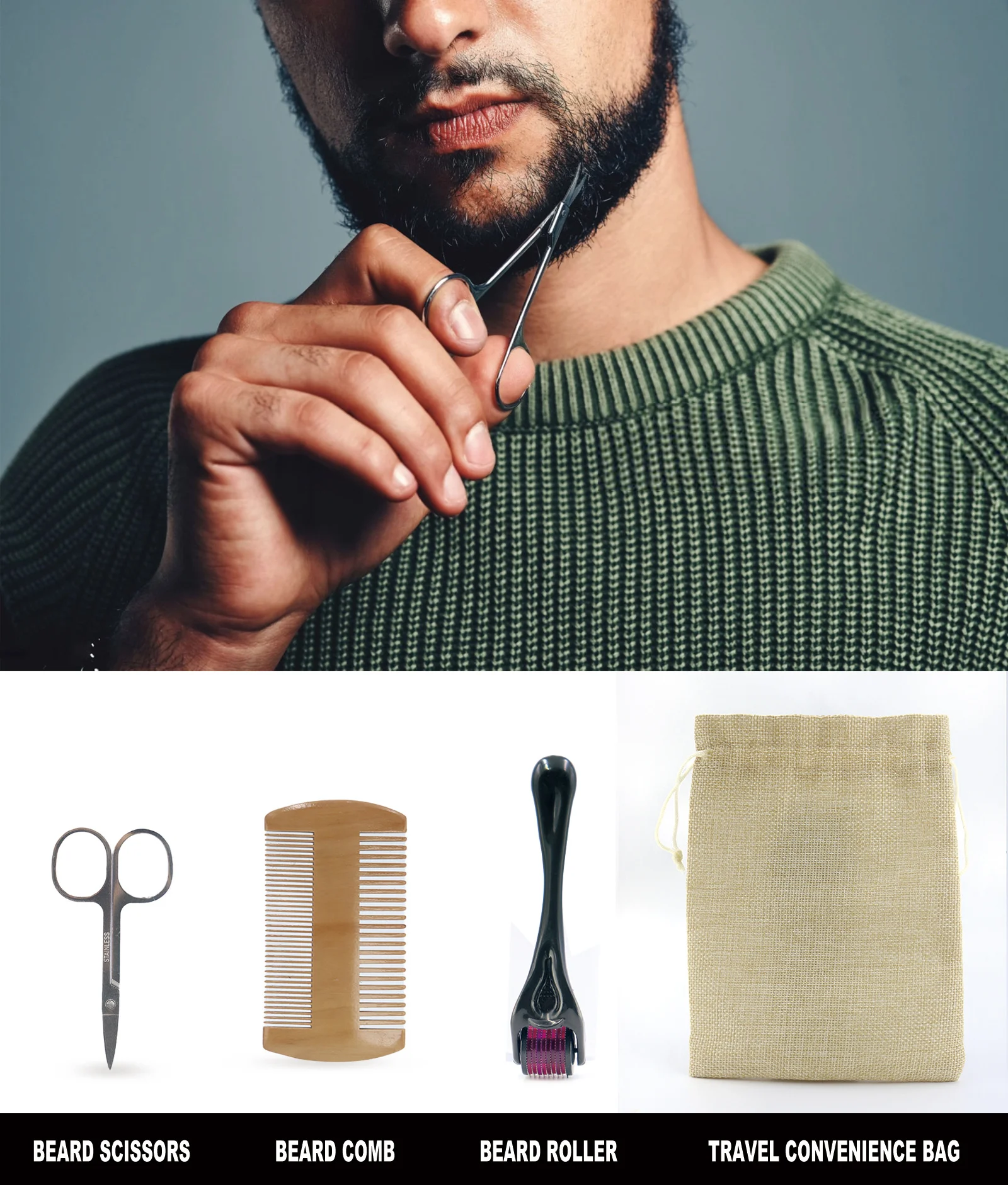 YURHERSU Sandalwood Beard Care Kit - 7 Piece Set for Taming, Moisturizing & Shine 4 sandalwood beard care kit spu806835270914 desc 4