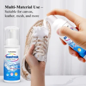 YURHERSU FoamFresh Shoe Cleaner Mousse - No Rinse, Multi-Material, Whitening and Anti-Yellowing