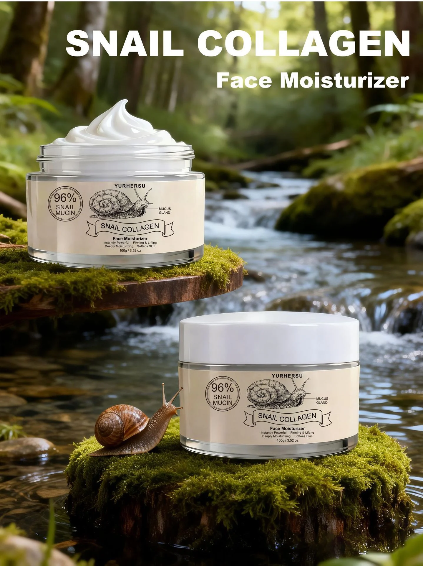 YURHERSU 96% Snail Collagen Face Cream Deep Moisturizing Firming & Lifting 4 snail collagen face cream spu1013254221435 desc 4