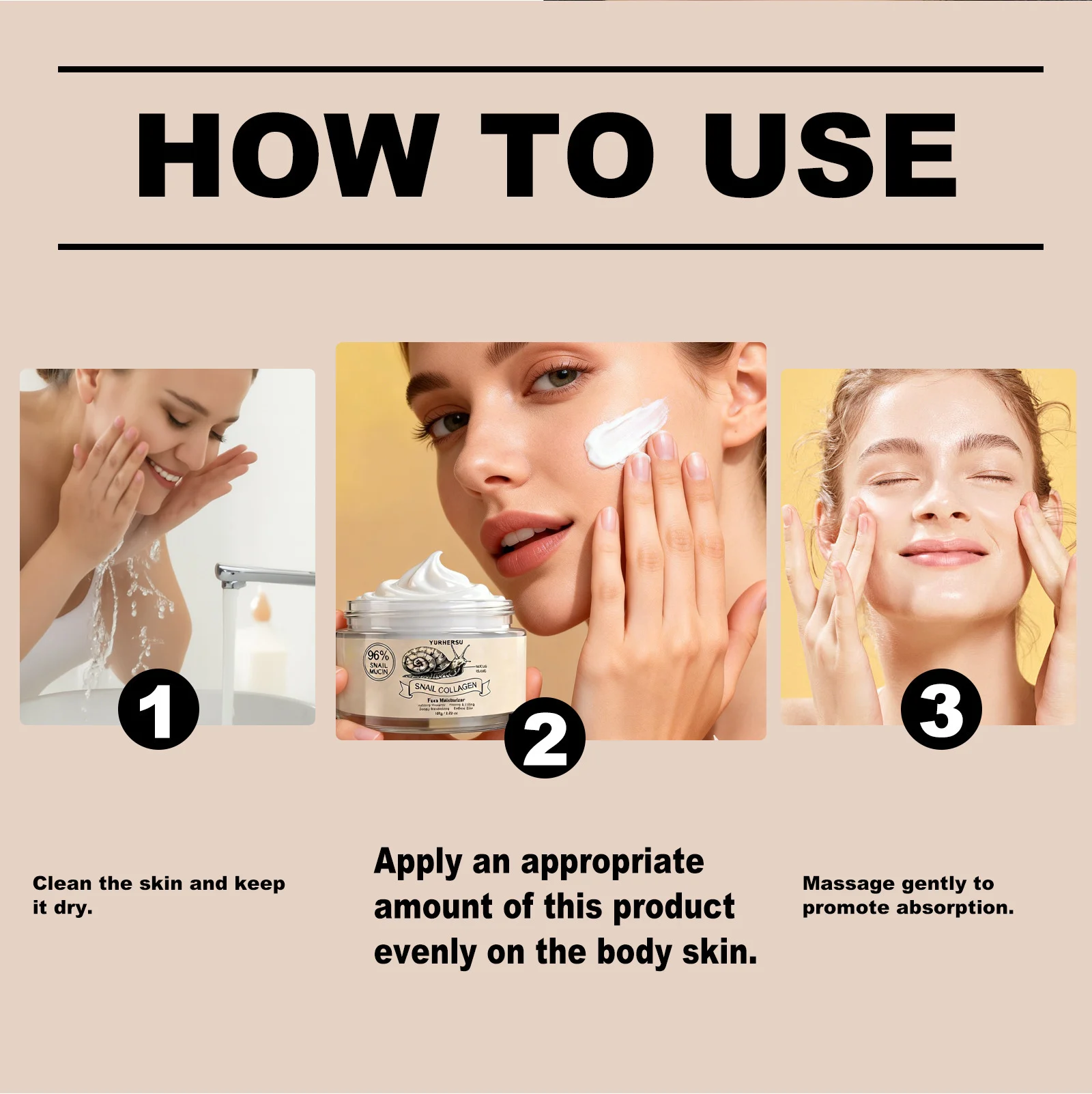 YURHERSU 96% Snail Collagen Face Cream Deep Moisturizing Firming & Lifting 7 snail collagen face cream spu1013254221435 desc 8