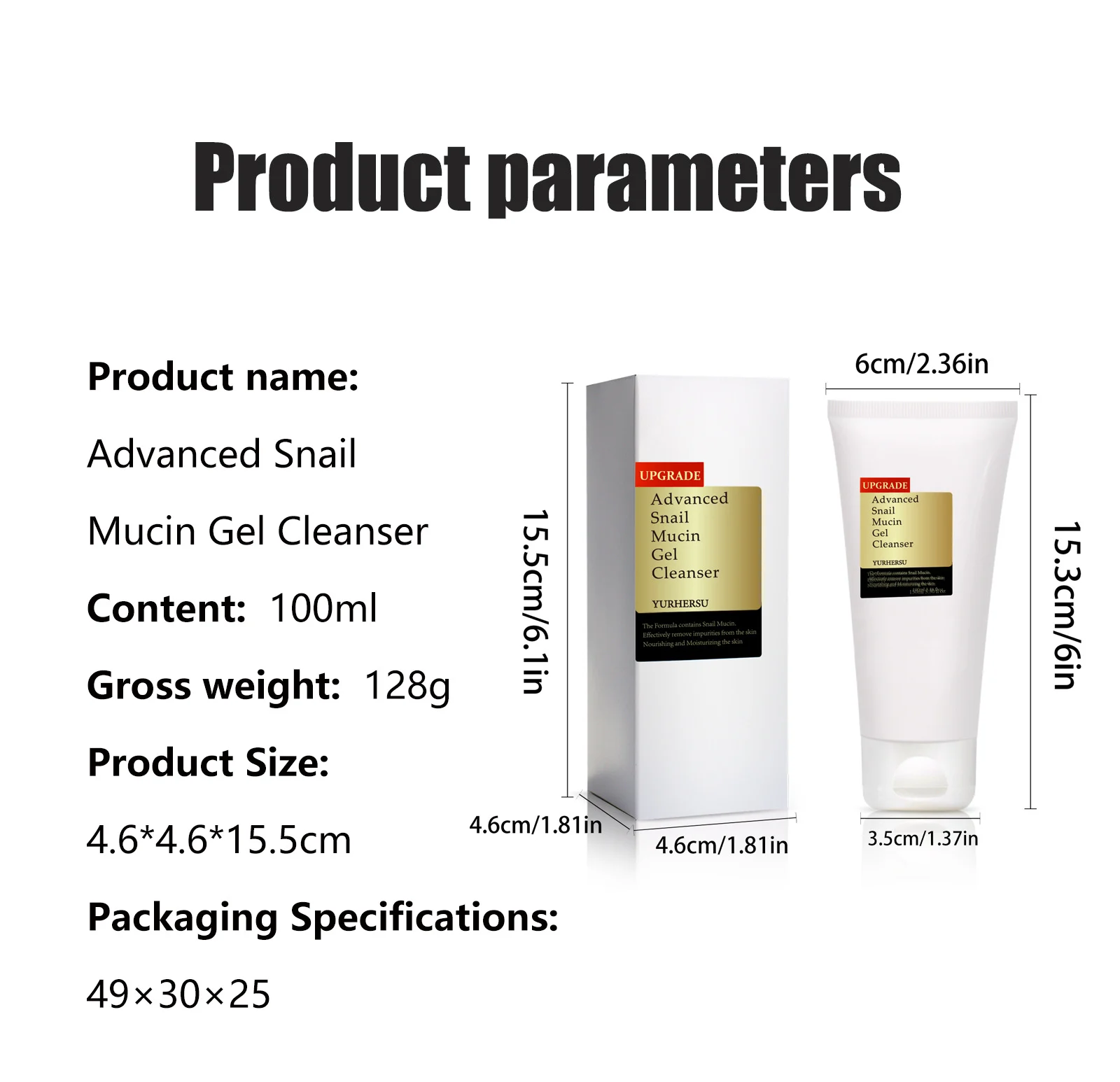 YURHERSU Advanced Snail Mucin Gel Cleanser Deep Cleansing Hydrating Face Wash 1 snail mucin gel cleanser spu883936510114 desc 1