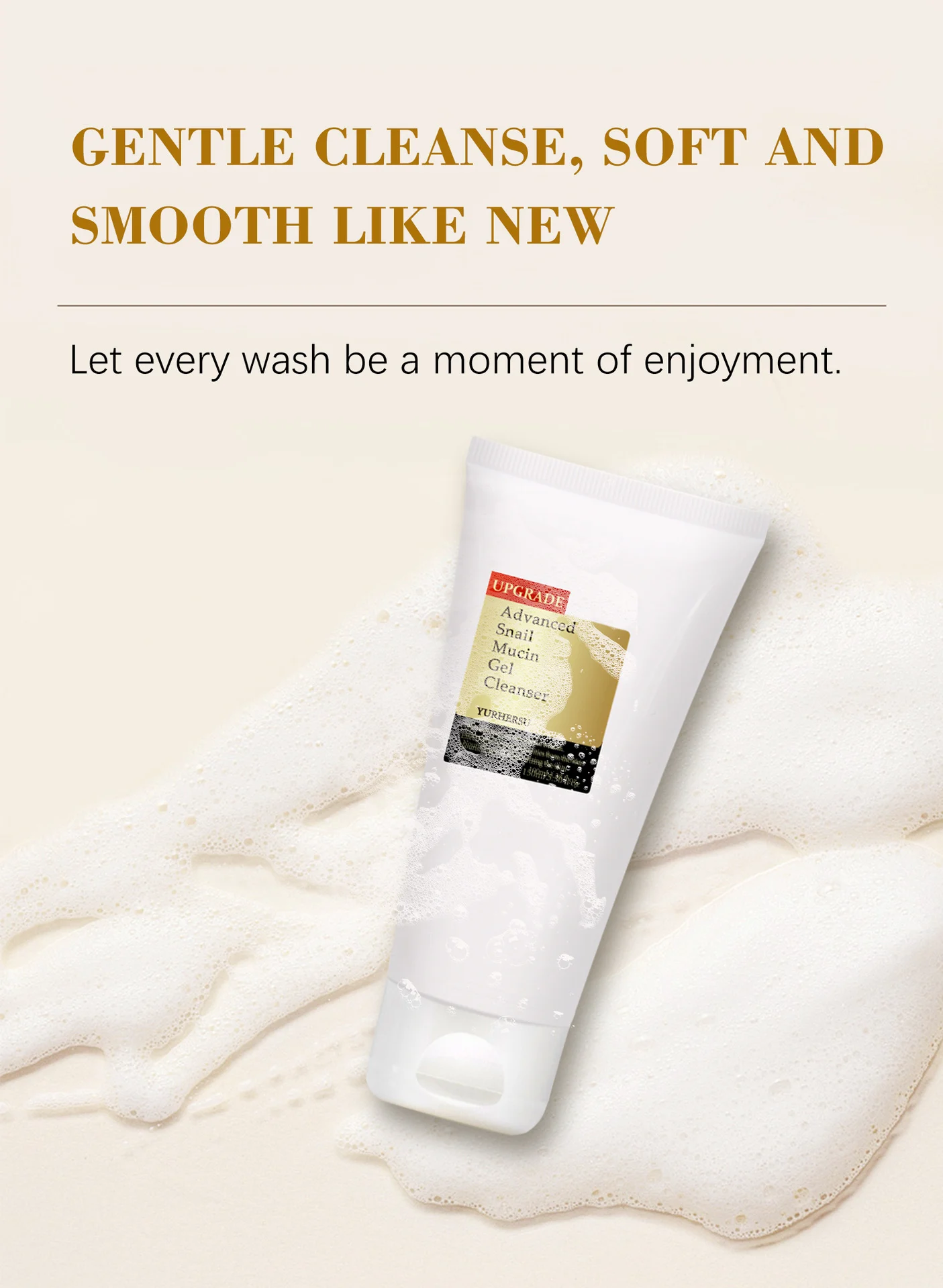 YURHERSU Advanced Snail Mucin Gel Cleanser Deep Cleansing Hydrating Face Wash 10 snail mucin gel cleanser spu883936510114 desc 10