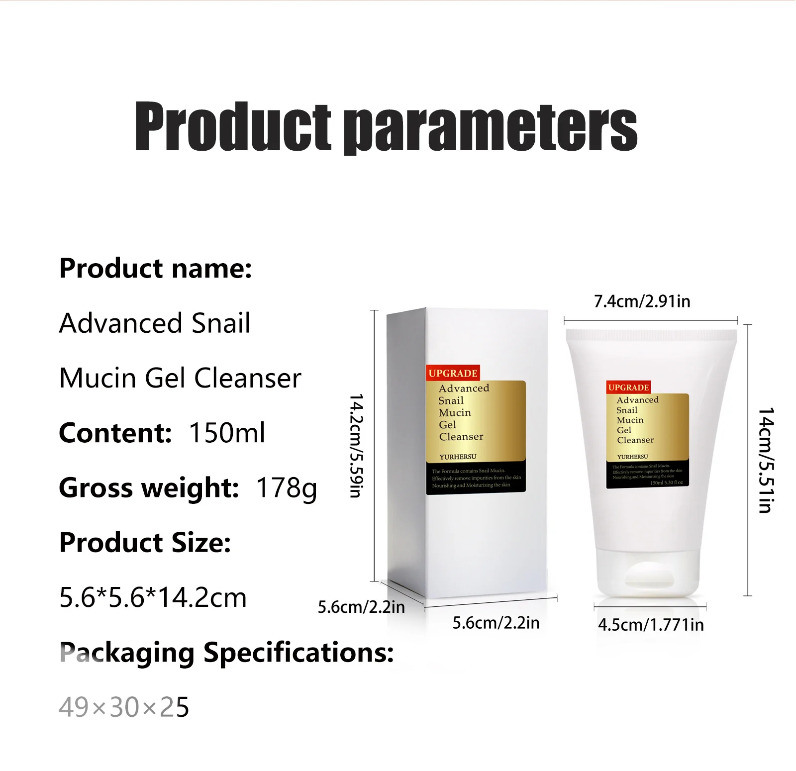 YURHERSU Advanced Snail Mucin Gel Cleanser Deep Cleansing Hydrating Face Wash 2 snail mucin gel cleanser spu883936510114 desc 2