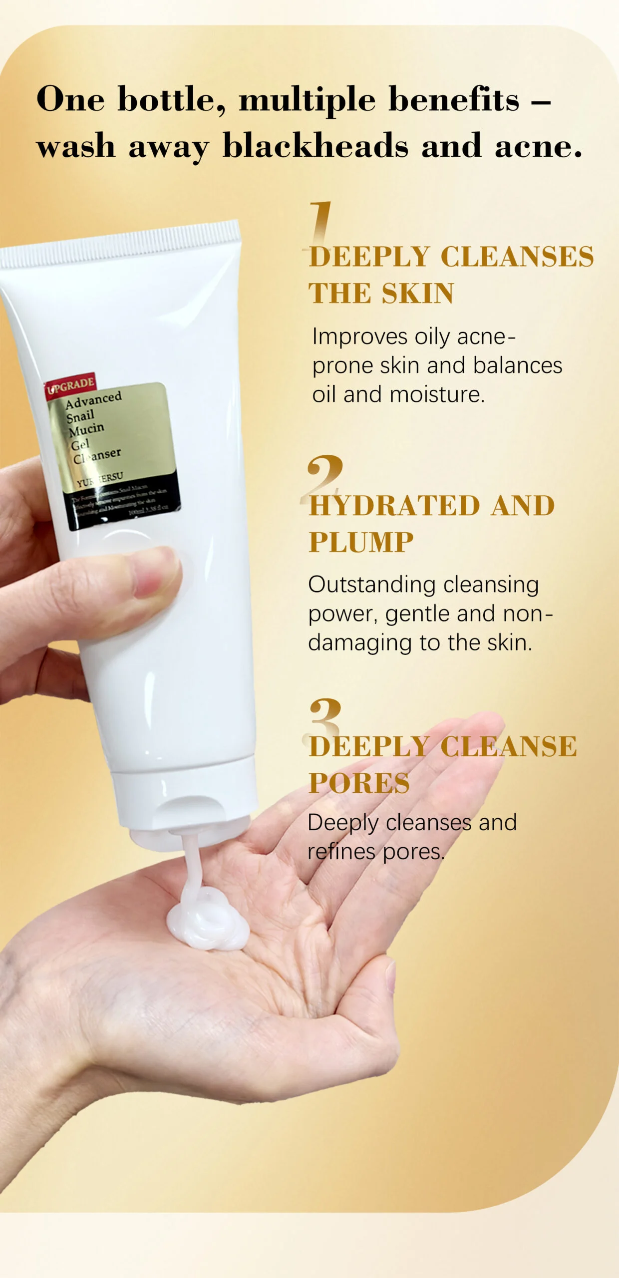 YURHERSU Advanced Snail Mucin Gel Cleanser Deep Cleansing Hydrating Face Wash 5 snail mucin gel cleanser spu883936510114 desc 5 scaled