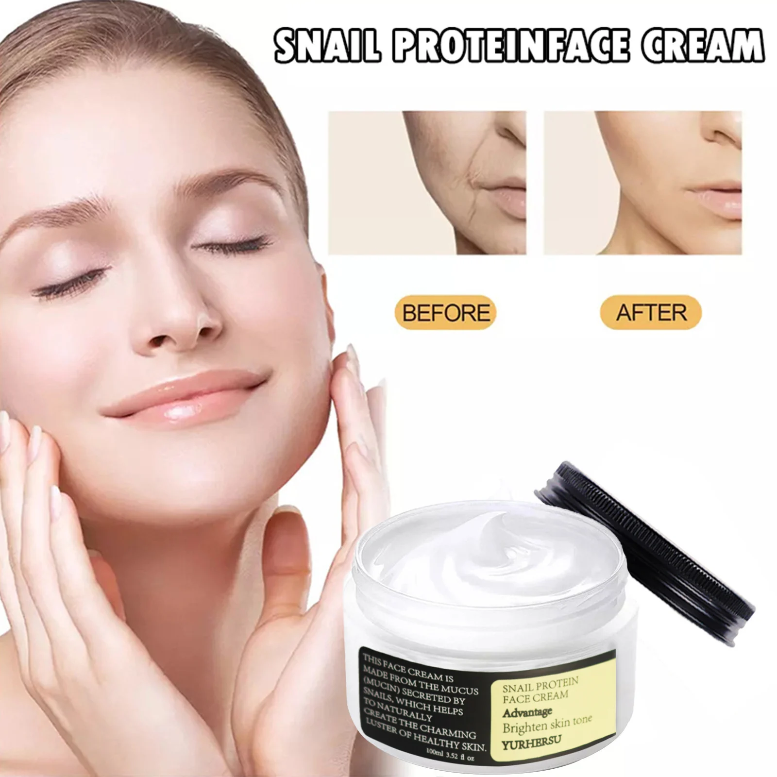 YURHERSU 92 Snail Protein Face Cream with Hyaluronic Acid for Hydration & Brightening 1 snail protein face cream spu951680602249 desc 1