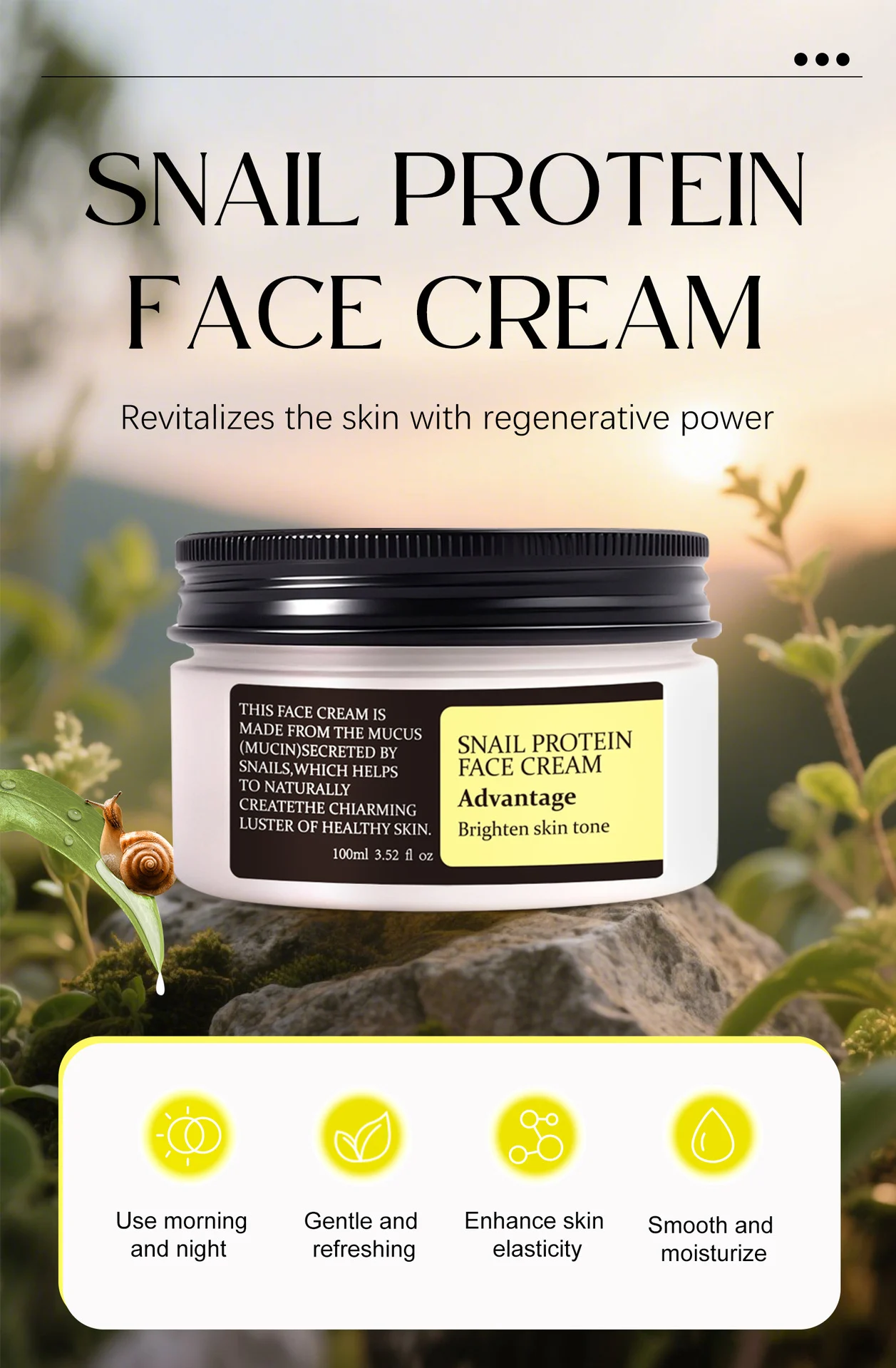 YURHERSU Snail Protein Face Cream - Hydrating, Brightening, Firming Moisturizer 1 snail protein face cream spu972561674560 desc 1