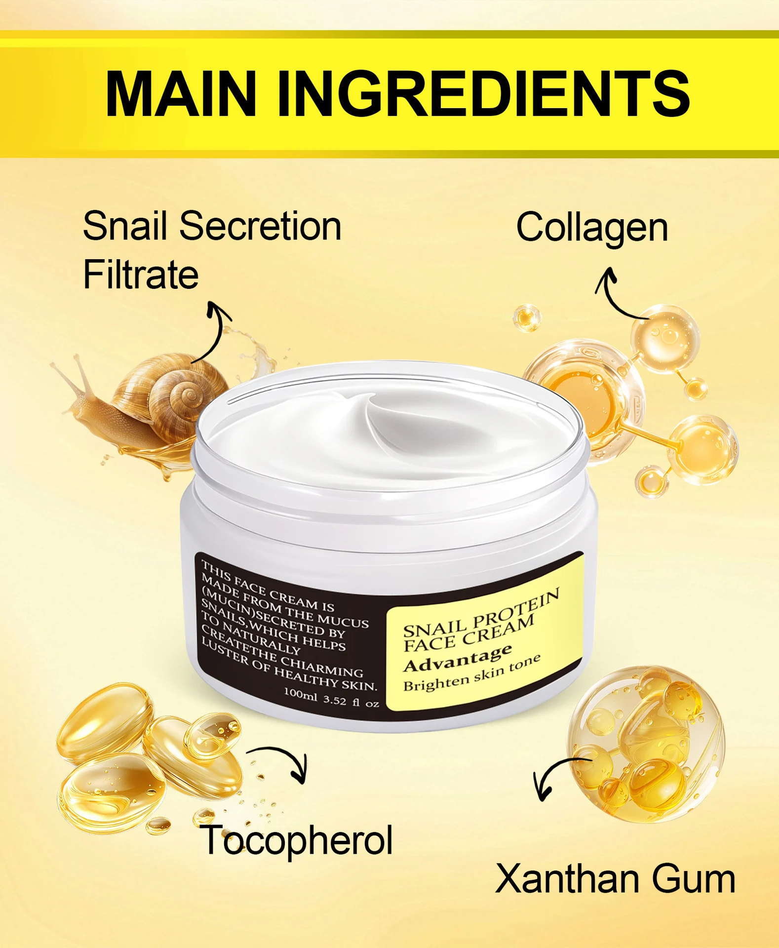 YURHERSU Snail Protein Face Cream - Hydrating, Brightening, Firming Moisturizer 7 snail protein face cream spu972561674560 desc 7