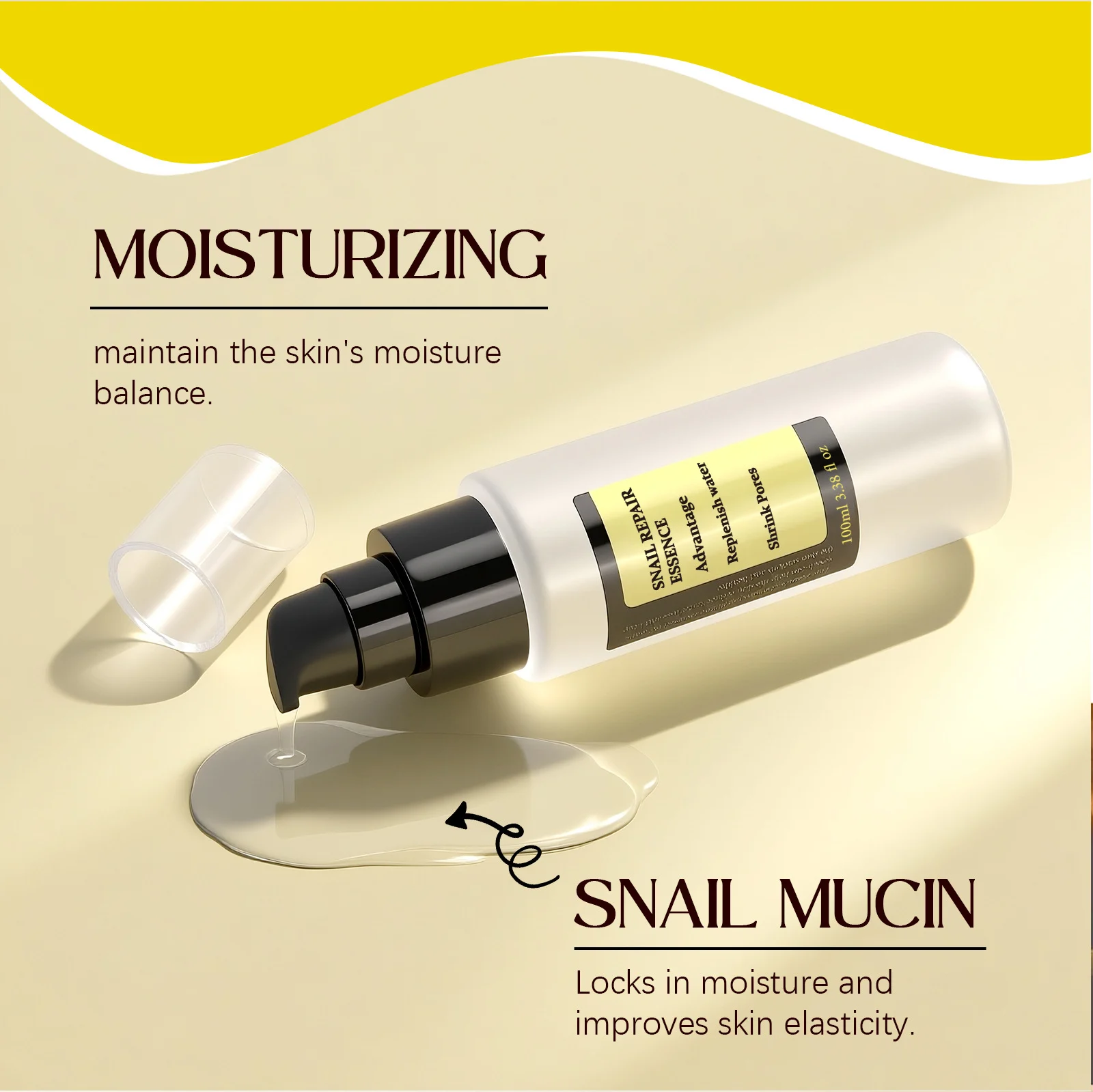 YURHERSU Snail Repair Essence 100ml - Hydrating, Pore Minimizing, Anti-Aging Facial Serum 2 snail repair essence serum spu970781804952 desc 2