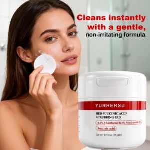 YURHERSU Red Succinic Acid Exfoliating Pads for Pores, Blackheads, Acne & Oily Skin
