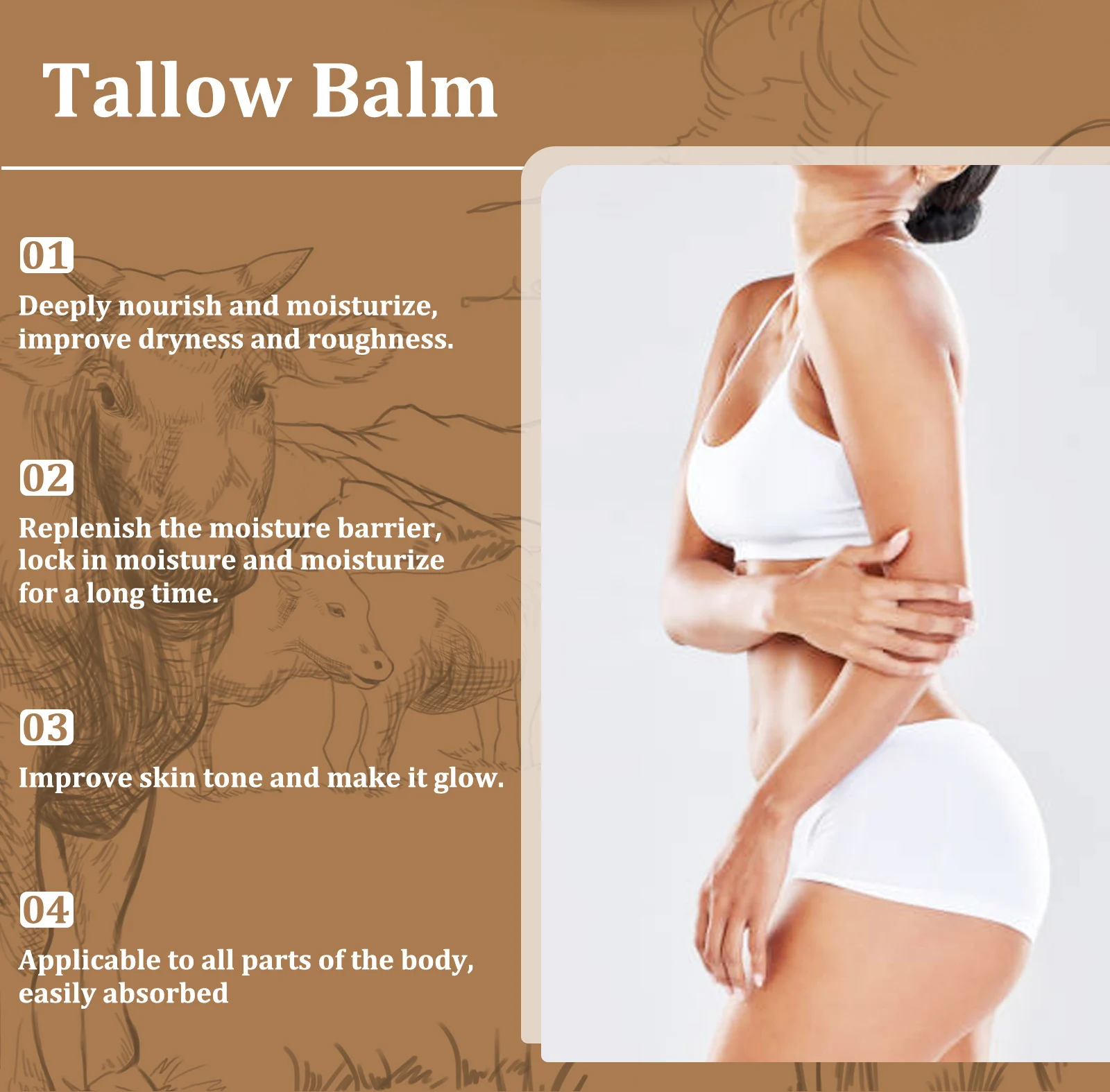 YURHERSU Tallow Balm with Honey & Frankincense - Deep Moisturizing Skin Cream 3 tallow balm moisturizer spu974773749336 desc 3