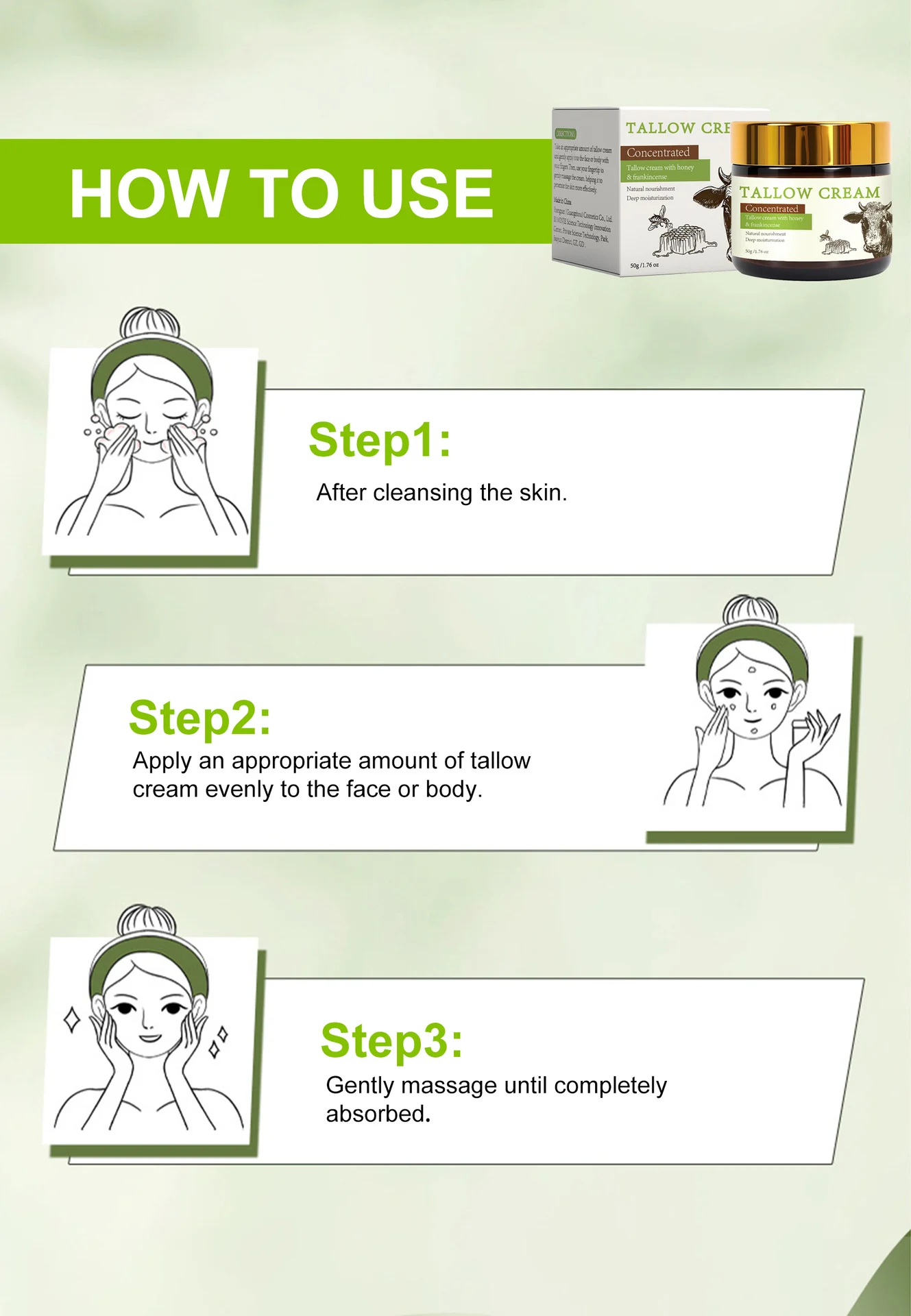 YURHERSU Concentrated Tallow Cream with Honey & Frankincense for Deep Moisturization and Brightening 9 tallow cream honey frankincense spu950495989345 desc 9