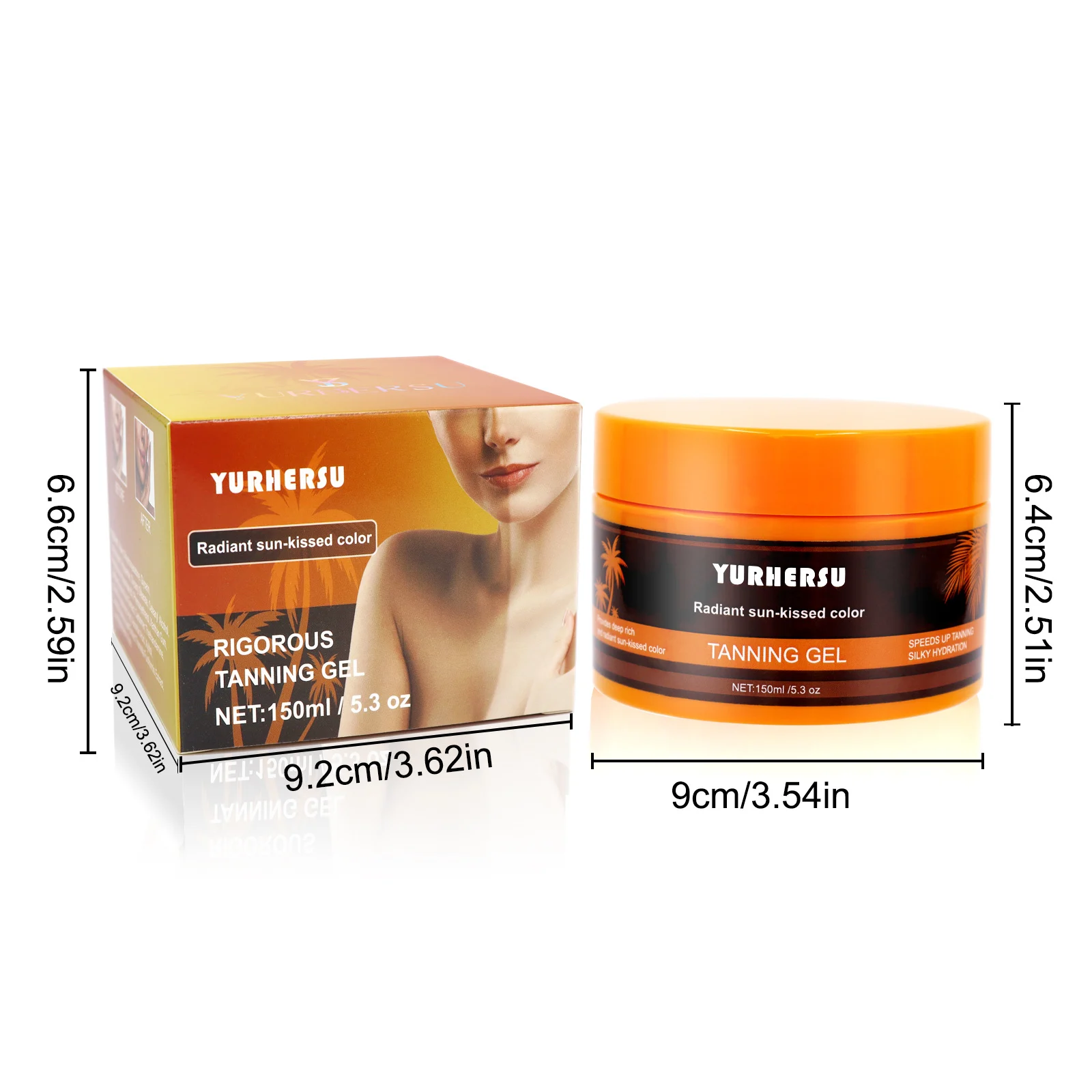 YURHERSU Rigorous Tanning Gel - Sun-Kissed Bronzer for Face & Body - Fast Absorbing, 150ml 1 tanning gel bronzer moisturizer spu820929999548 desc 1