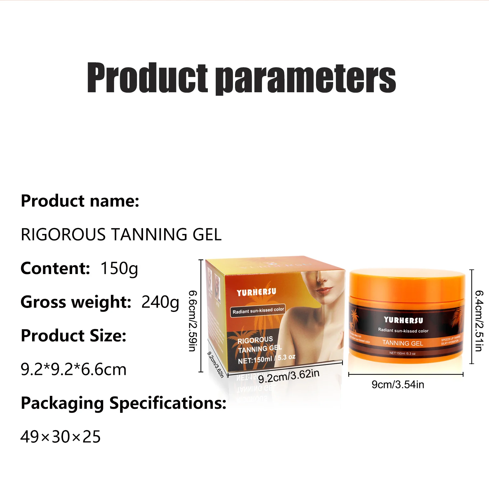 YURHERSU Rigorous Tanning Gel - Sun-Kissed Bronzer for Face & Body - Fast Absorbing, 150ml 2 tanning gel bronzer moisturizer spu820929999548 desc 2