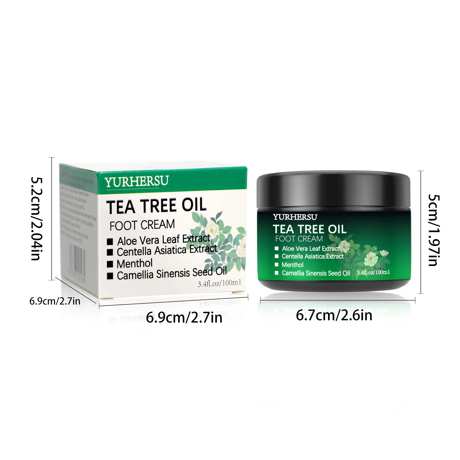 YURHERSU Tea Tree Oil Foot Cream with Aloe Vera & Menthol for Deep Hydration 2 tea tree oil foot cream spu960379500707 desc 2