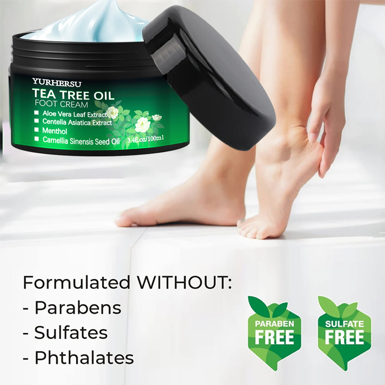 YURHERSU Tea Tree Oil Foot Cream with Aloe Vera & Menthol for Deep Hydration 3 tea tree oil foot cream spu960379500707 desc 3