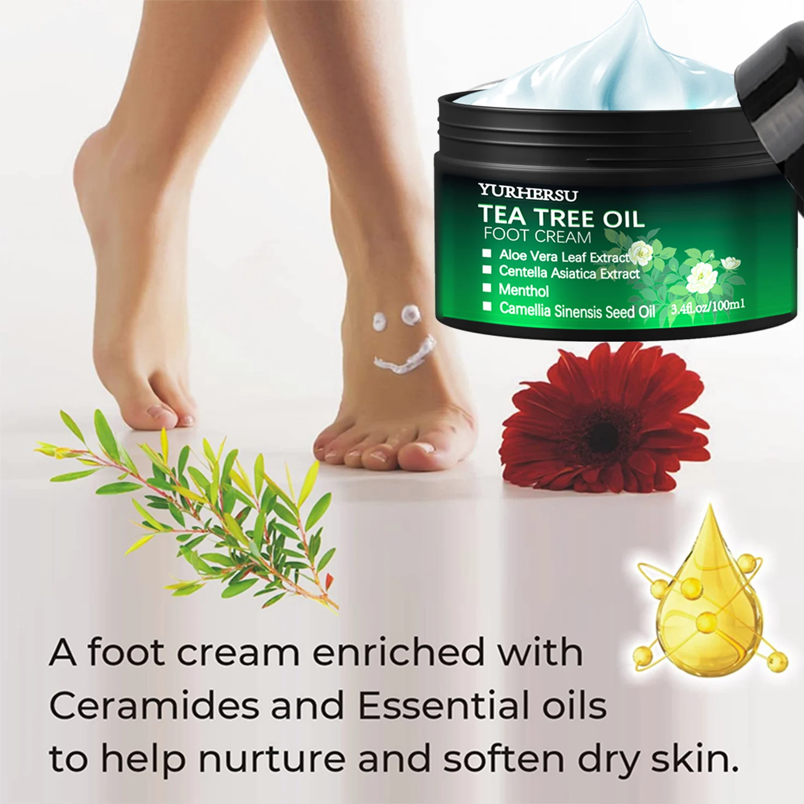 YURHERSU Tea Tree Oil Foot Cream with Aloe Vera & Menthol for Deep Hydration 4 tea tree oil foot cream spu960379500707 desc 4