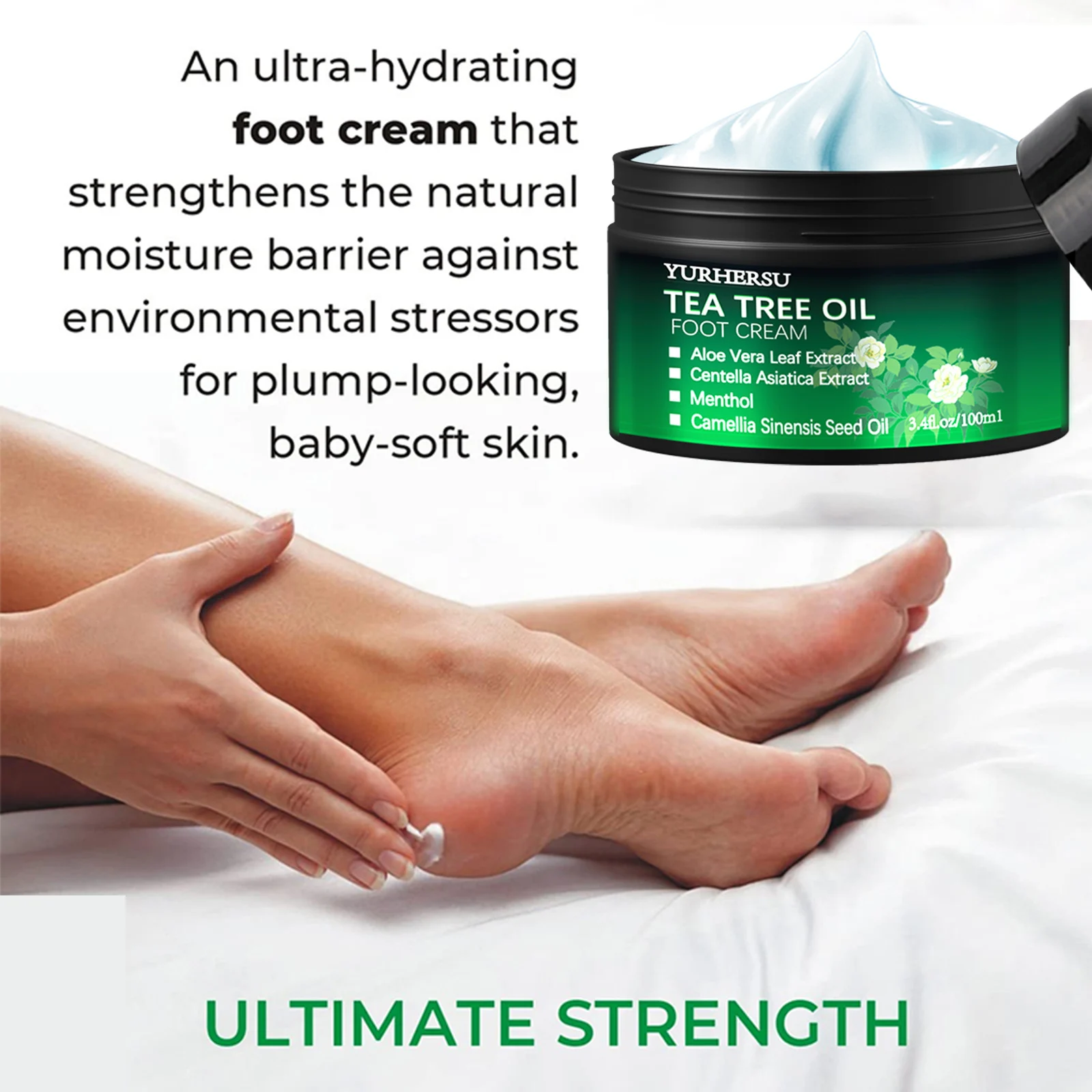 YURHERSU Tea Tree Oil Foot Cream with Aloe Vera & Menthol for Deep Hydration 5 tea tree oil foot cream spu960379500707 desc 5