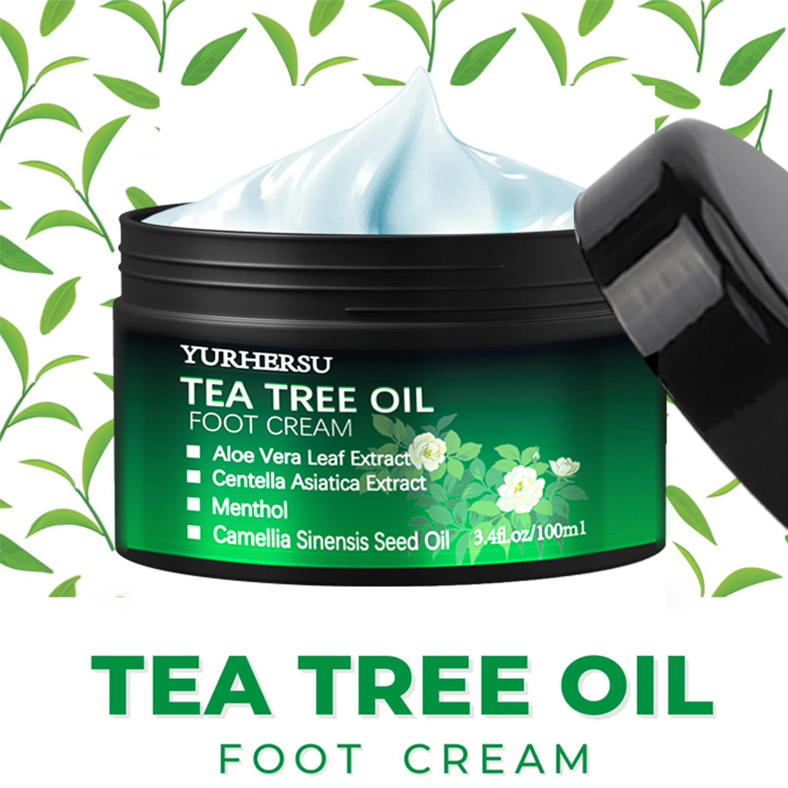 YURHERSU Tea Tree Oil Foot Cream with Aloe Vera & Menthol for Deep Hydration 7 tea tree oil foot cream spu960379500707 desc 7