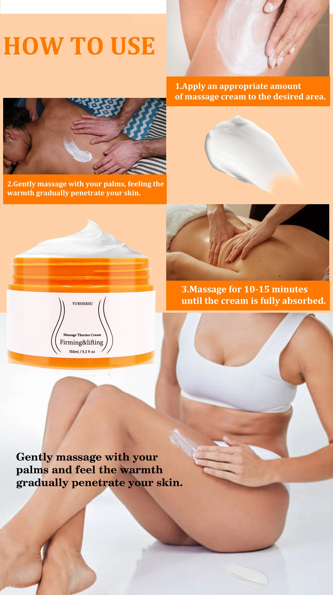 YURHERSU Massage Thermo Cream Firming & Lifting Body Slimming Cream 7 thermo massage body cream spu823050487631 desc 7