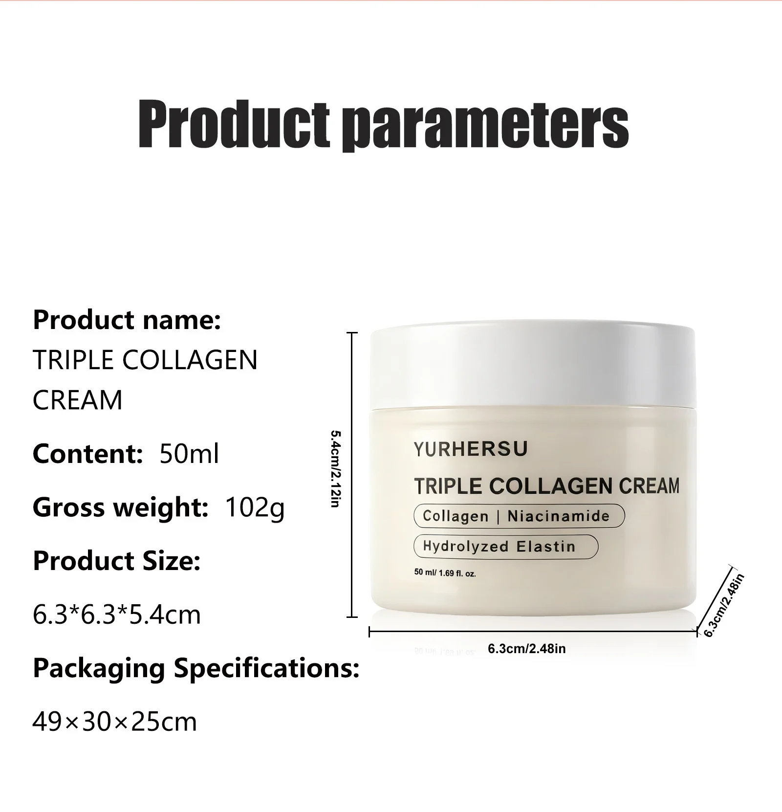 YURHERSU Triple Collagen Cream for Deep Hydration, Brightening & Anti-Aging 1 triple collagen face cream spu993520702064 desc 1