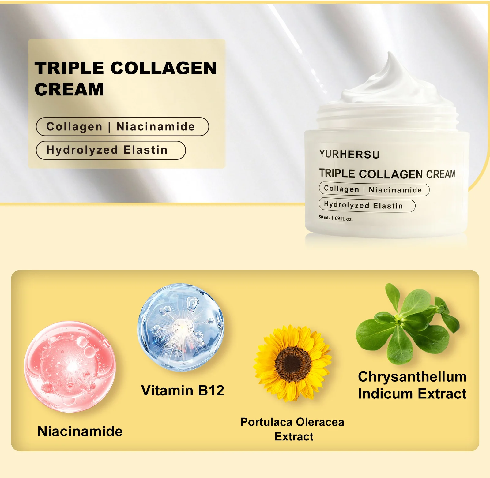 YURHERSU Triple Collagen Cream for Deep Hydration, Brightening & Anti-Aging 2 triple collagen face cream spu993520702064 desc 2