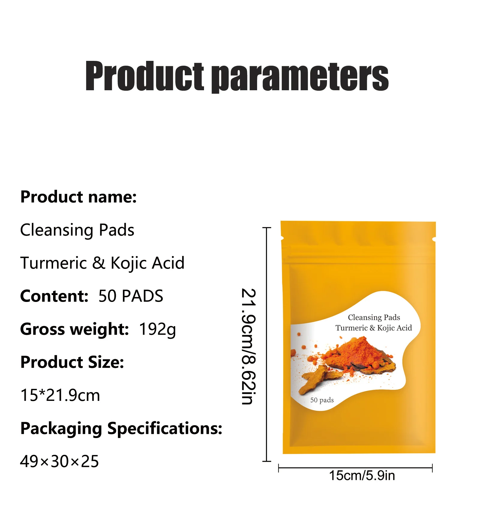 YURHERSU Turmeric & Kojic Acid Cleansing Pads for Exfoliating & Brightening 1 turmeric kojic acid cleansing pads spu820926819867 desc 1