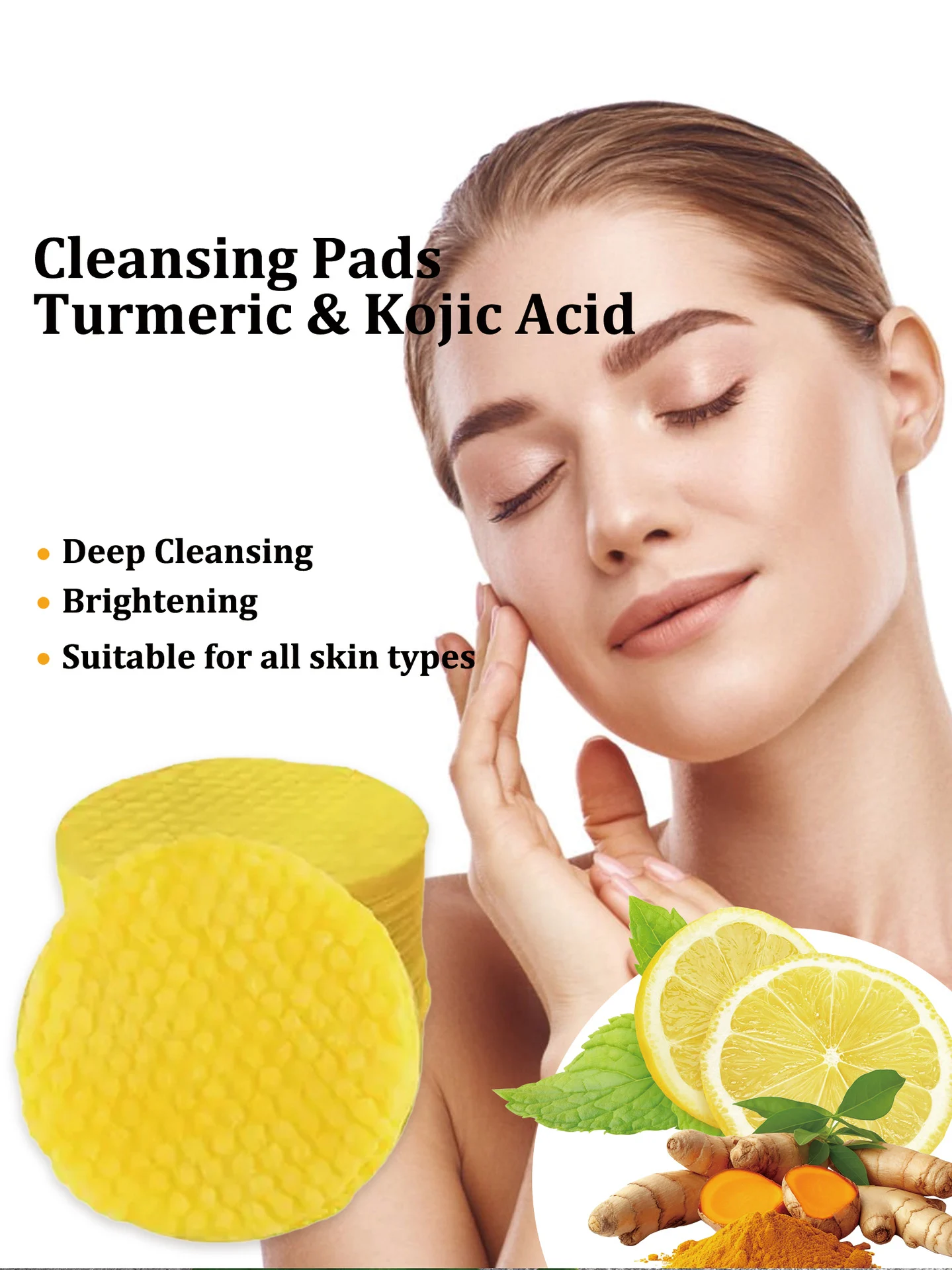 YURHERSU Turmeric & Kojic Acid Cleansing Pads for Exfoliating & Brightening 6 turmeric kojic acid cleansing pads spu820926819867 desc 6
