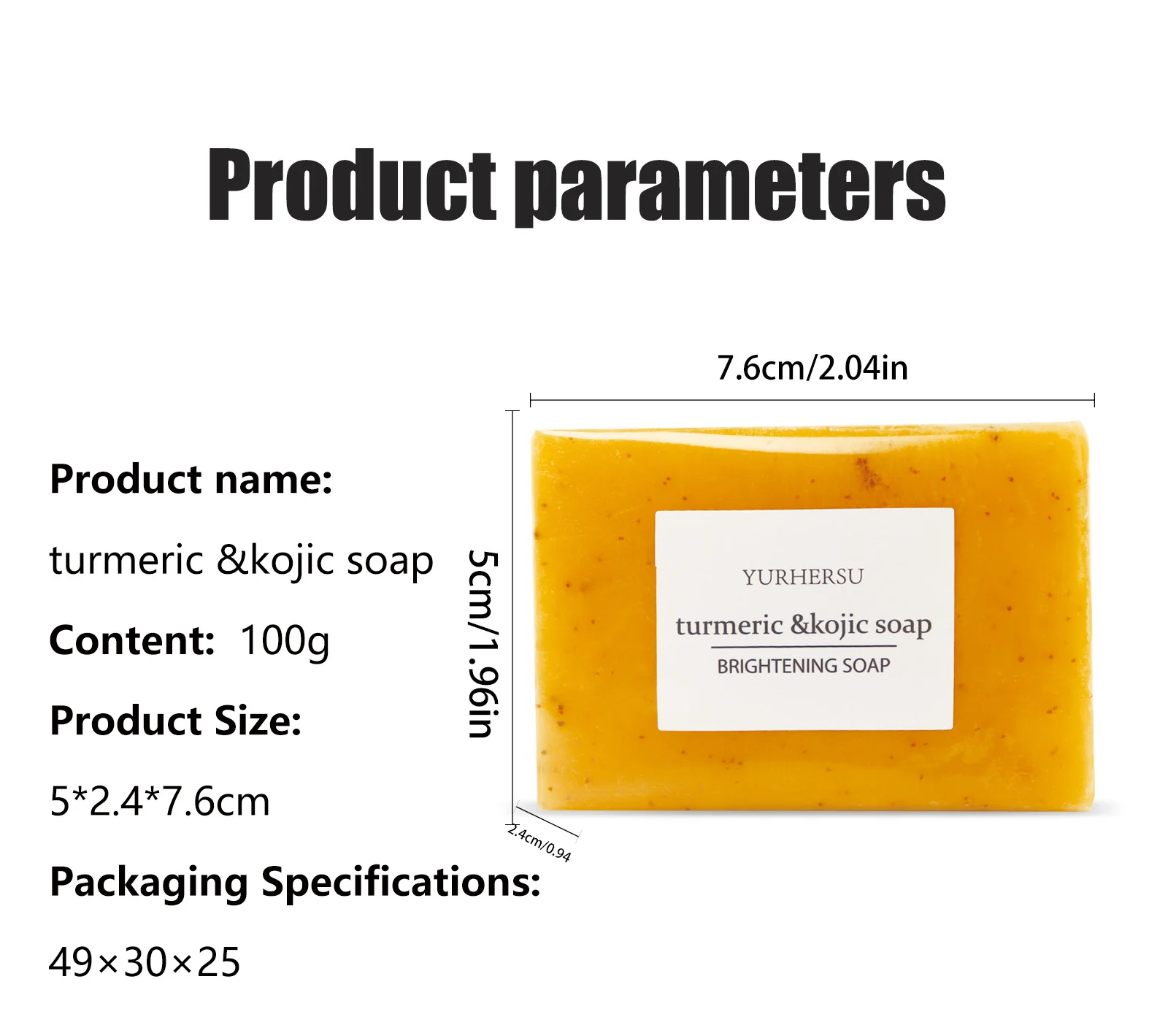 YURHERSU Turmeric & Kojic Acid Brightening Soap for Face and Body, Deep Cleansing, Acne Removal, Moisturizing 1 turmeric kojic brightening soap spu959074645710 desc 1
