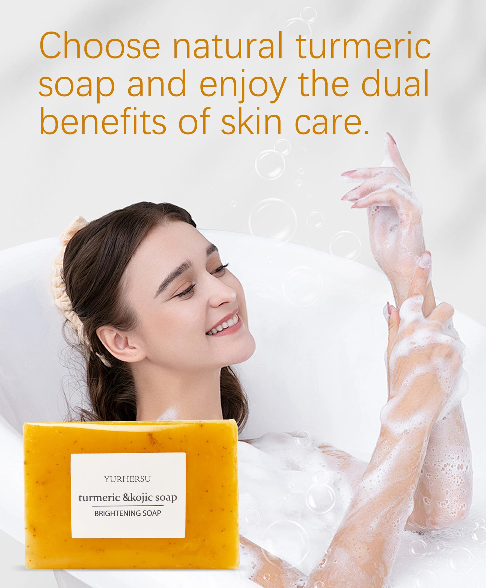 YURHERSU Turmeric & Kojic Acid Brightening Soap for Face and Body, Deep Cleansing, Acne Removal, Moisturizing 6 turmeric kojic brightening soap spu959074645710 desc 6