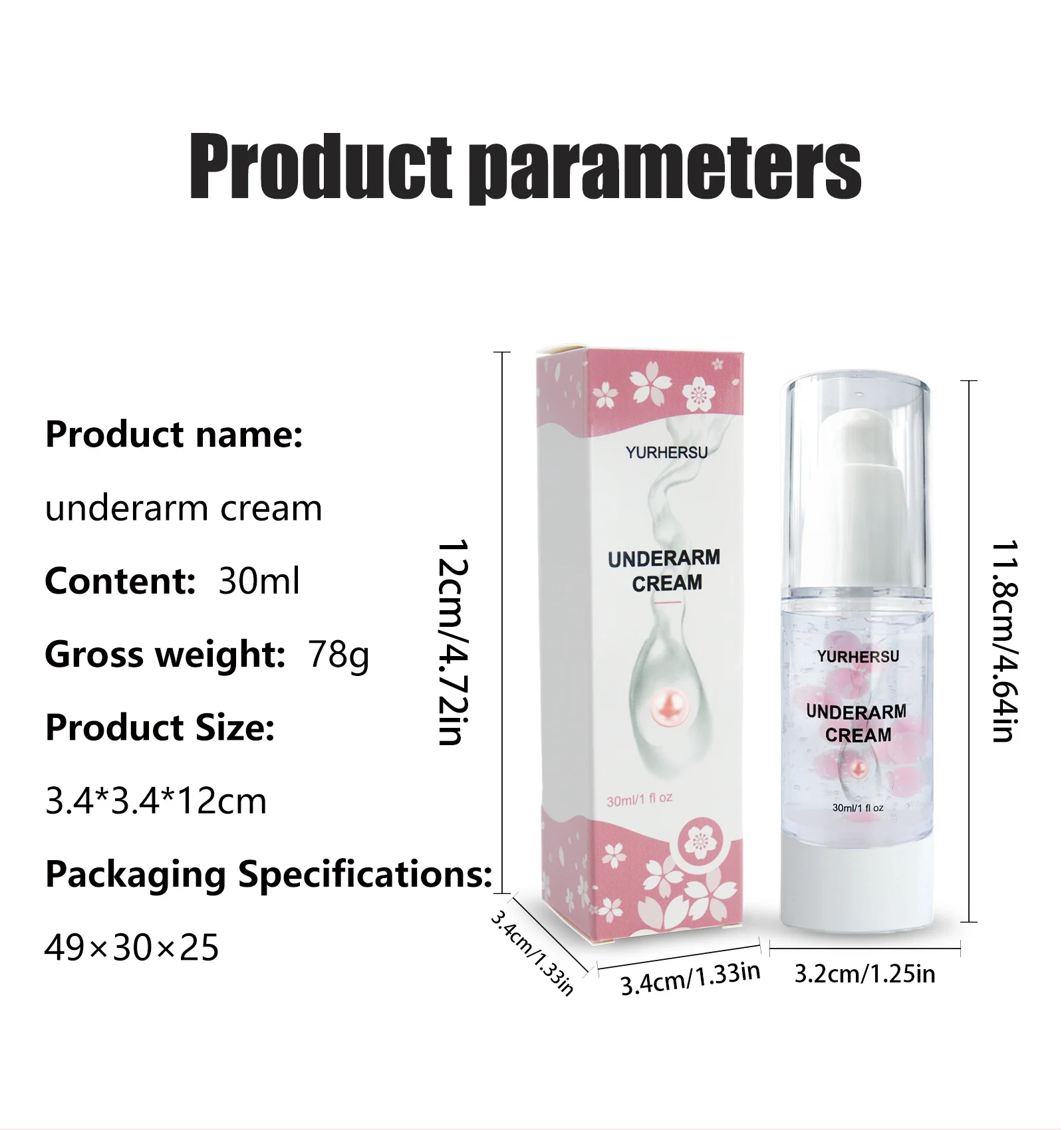 YURHERSU Underarm Whitening Cream Brightens Skin Reduces Melanin Moisturizing Care 30ml 1 underarm whitening cream spu806846670176 desc 1