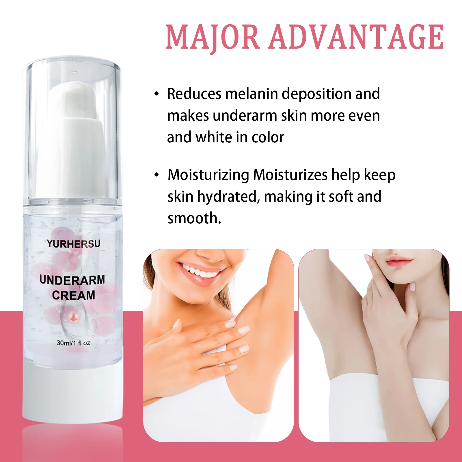 YURHERSU Underarm Whitening Cream Brightens Skin Reduces Melanin Moisturizing Care 30ml 3 underarm whitening cream spu806846670176 desc 3