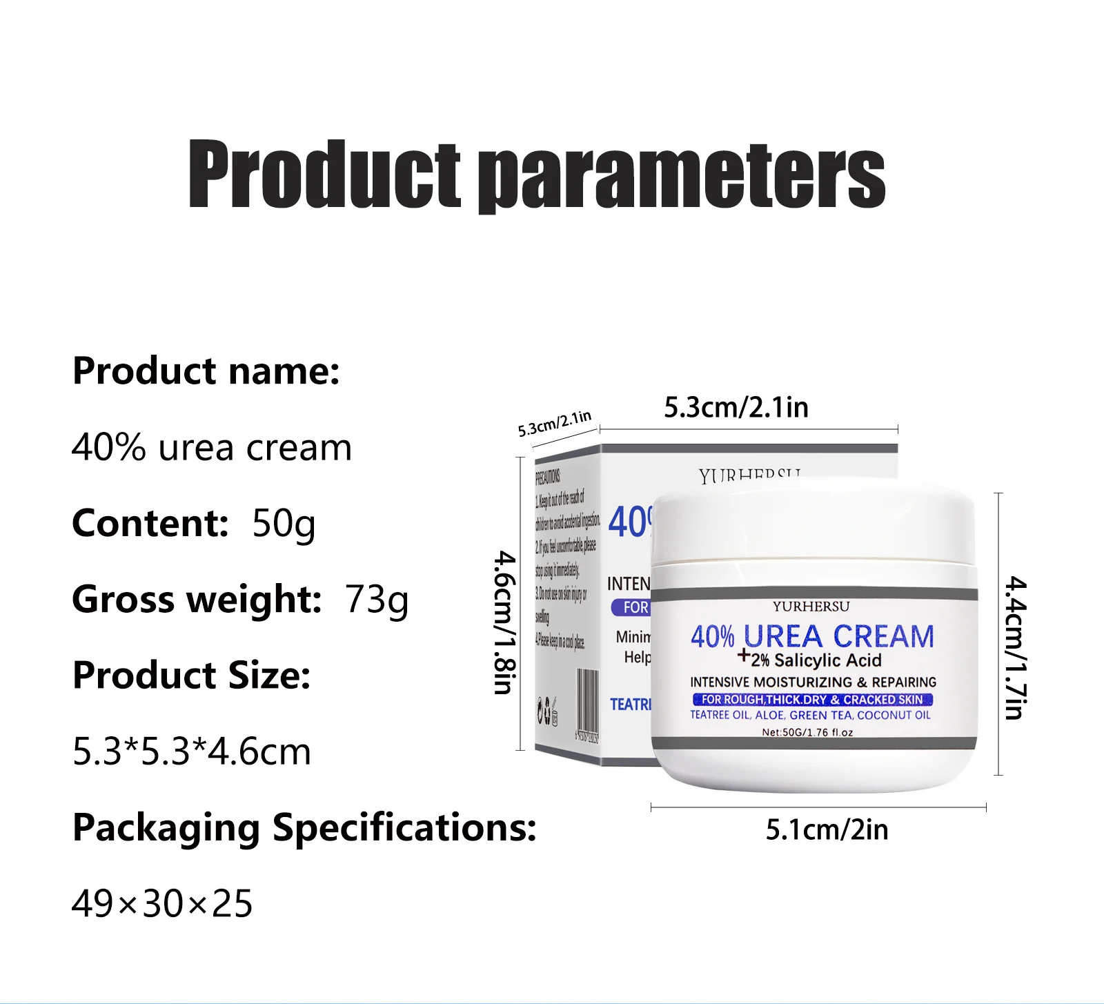 YURHERSU 40% Urea Cream with 2% Salicylic Acid - Intensive Foot Moisturizer for Cracked Heels & Calluses 1 urea foot cream spu959243816740 desc 1
